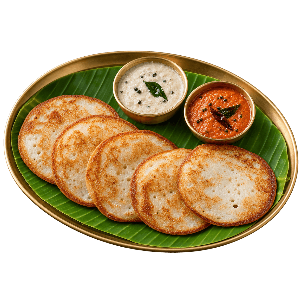 Maa Palle Chitti Dosalu served on a banana leaf