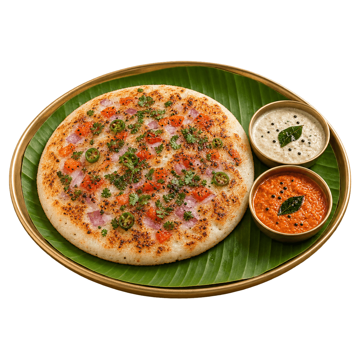 Maa Palle Uthappalu served on a banana leaf